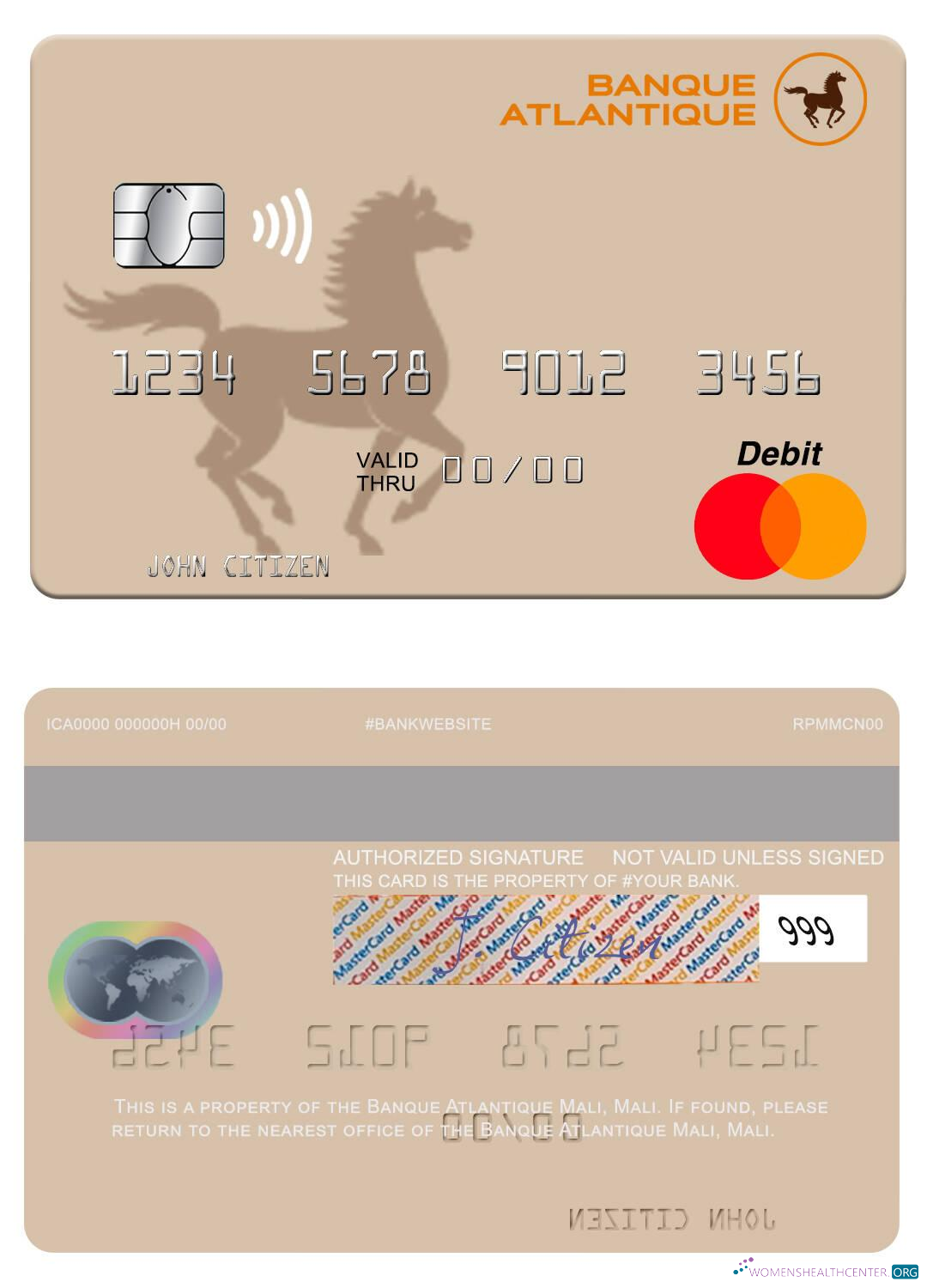 Download Mali Banque Atlantique Mali mastercard Photoshop template